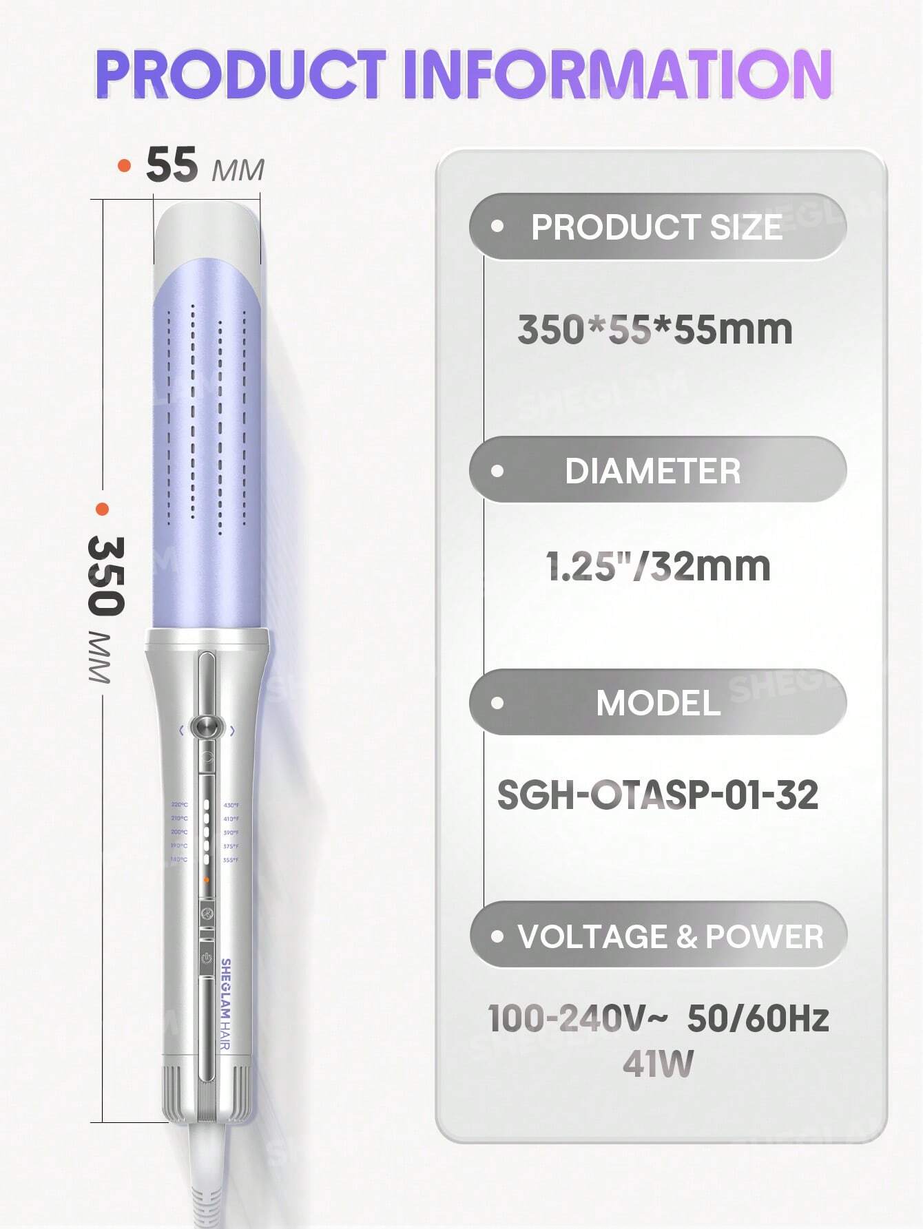 SHEGLAM 32mm barrel rolling heating design – less damage, more shine before and after