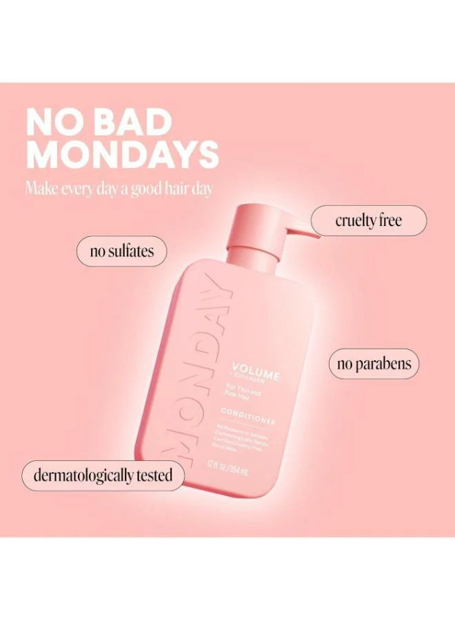 MONDAY Haircare Volume Conditioner – with Collagen – For Thin & Fine Hair – 12 fl oz (354ml)