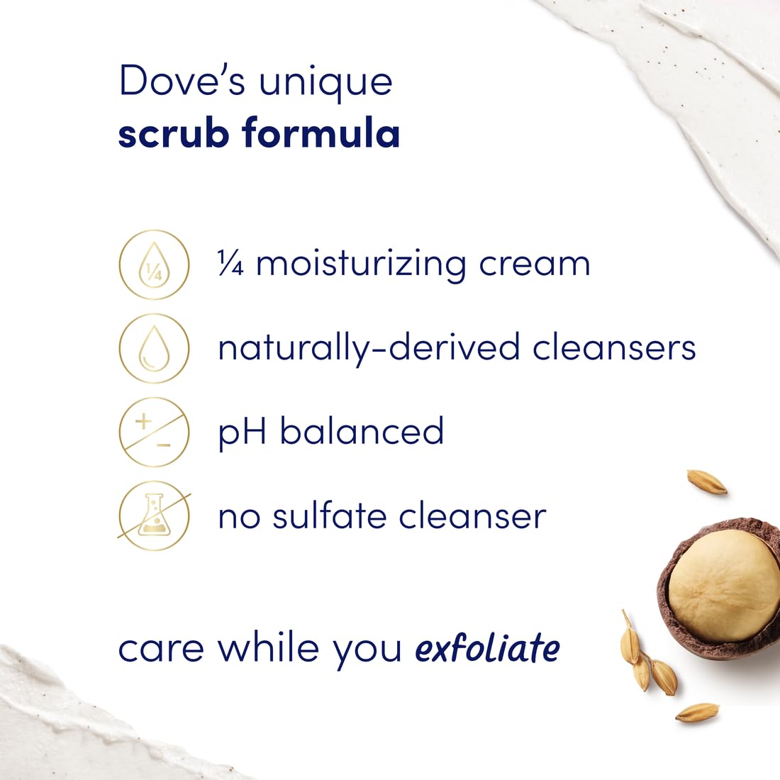 Dove Exfoliating Body Scrub – Crushed Macadamia & Rice Milk – Moderate Exfoliation – 15 oz (425g)