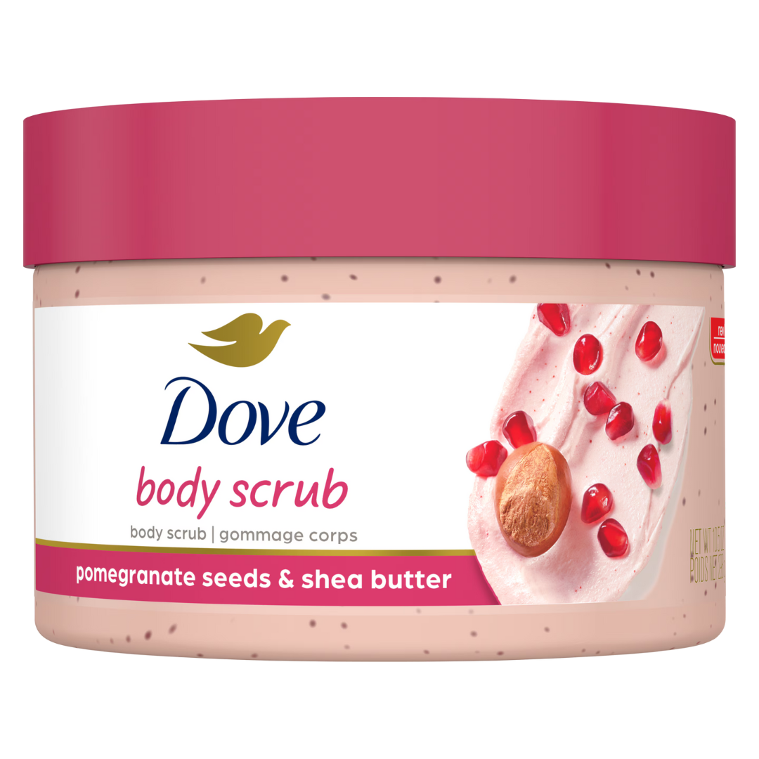 Dove Body Polish Exfoliating Scrub, Moisturizing Shea Butter and Pomegranate Seeds