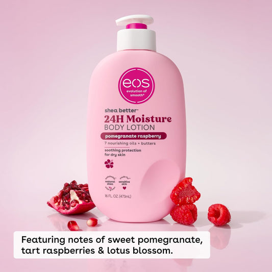 Eos Shea Better 24H Moisture Body Lotion – Pomegranate Raspberry – For Dry & Sensitive Skin – 16 fl oz (473ml)
