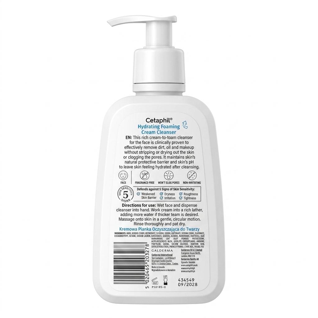 Cetaphil Hydrating Foaming Cream Cleanser 238ml β 100% Original Imported