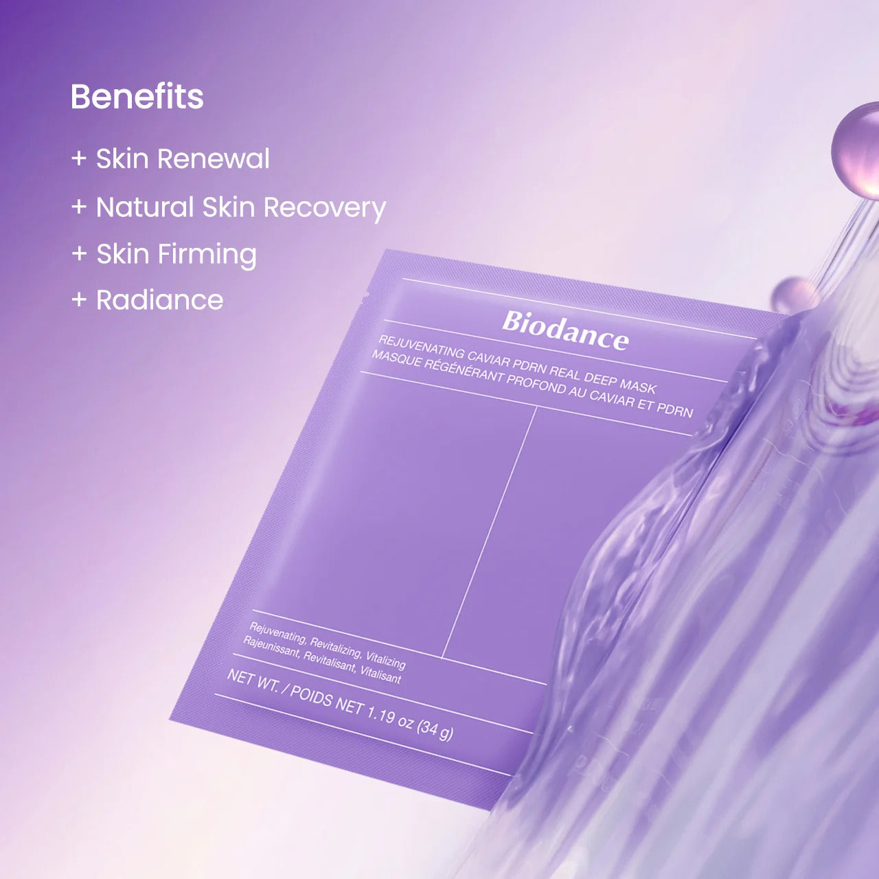 Biodance Rejuvenating Caviar PDRN Real Deep Mask - 34g x 4 sheets - gallery image 3