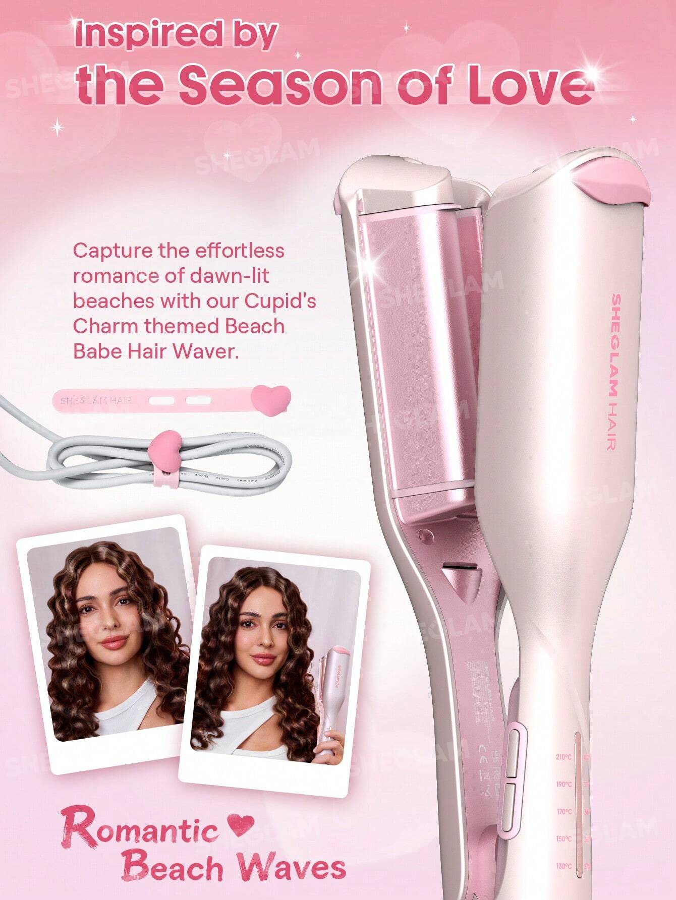 SHEGLAM Cupid's Charm Beach Babe Hair Waver - 25mm (UK Plug) | Deep Wave Crimper
