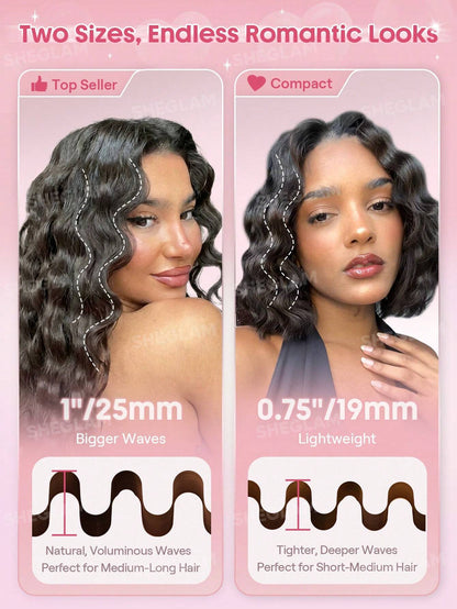 SHEGLAM Cupid's Charm Beach Babe Hair Waver - 25mm (UK Plug) | Deep Wave Crimper