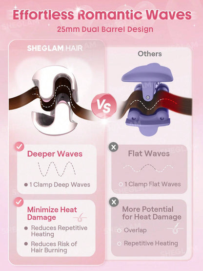 SHEGLAM Cupid's Charm Beach Babe Hair Waver - 25mm (UK Plug) | Deep Wave Crimper