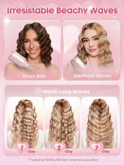 SHEGLAM Cupid's Charm Beach Babe Hair Waver - 25mm (UK Plug) | Deep Wave Crimper