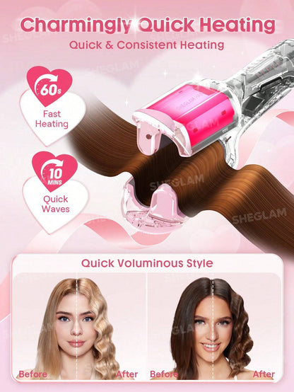 SHEGLAM Cupid's Charm Beach Babe Hair Waver - 25mm (UK Plug) | Deep Wave Crimper