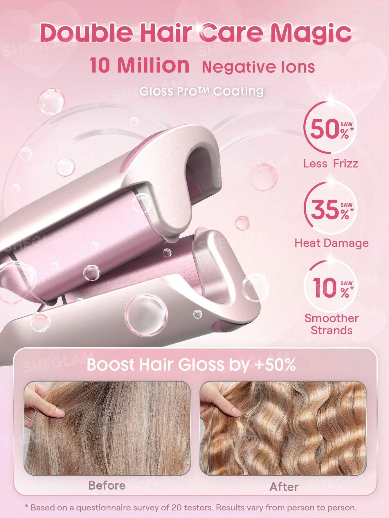 SHEGLAM Cupid's Charm Beach Babe Hair Waver - 25mm (UK Plug) | Deep Wave Crimper