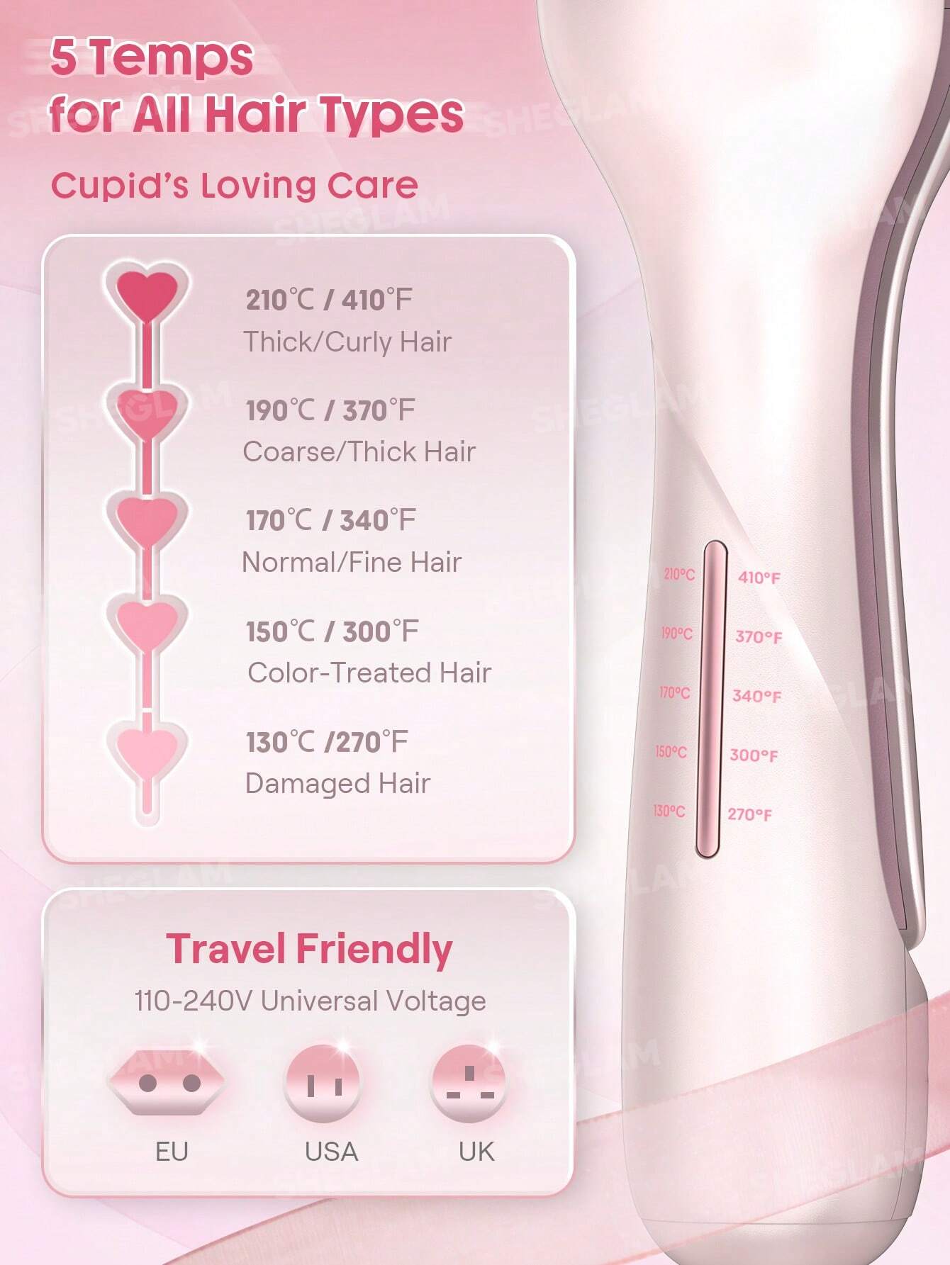 SHEGLAM Cupid's Charm Beach Babe Hair Waver - 25mm (UK Plug) | Deep Wave Crimper