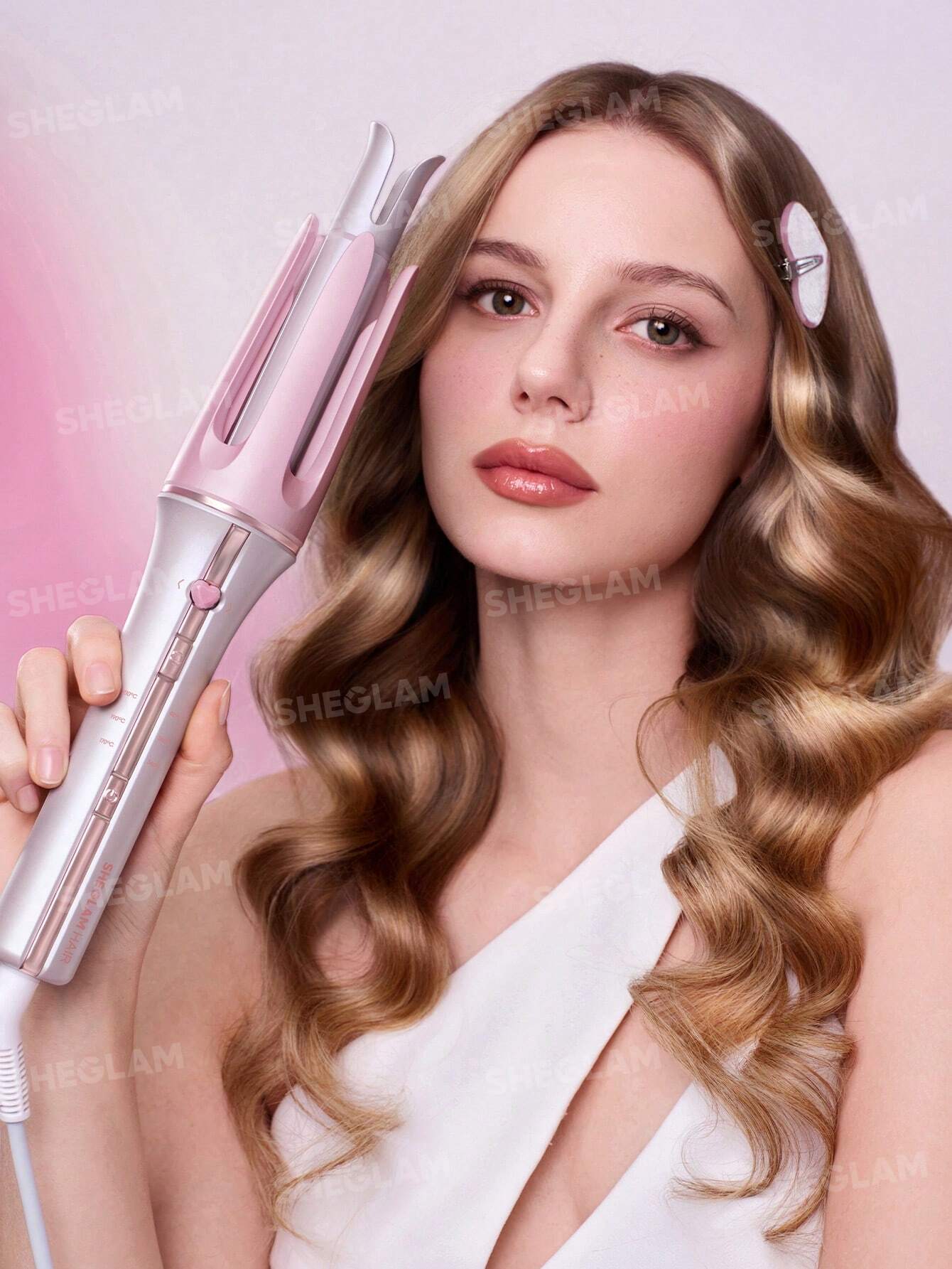SHEGLAM Haircare Cupid's Charm One-Touch Instant Automatic Curler (25mm) - Baby Pink