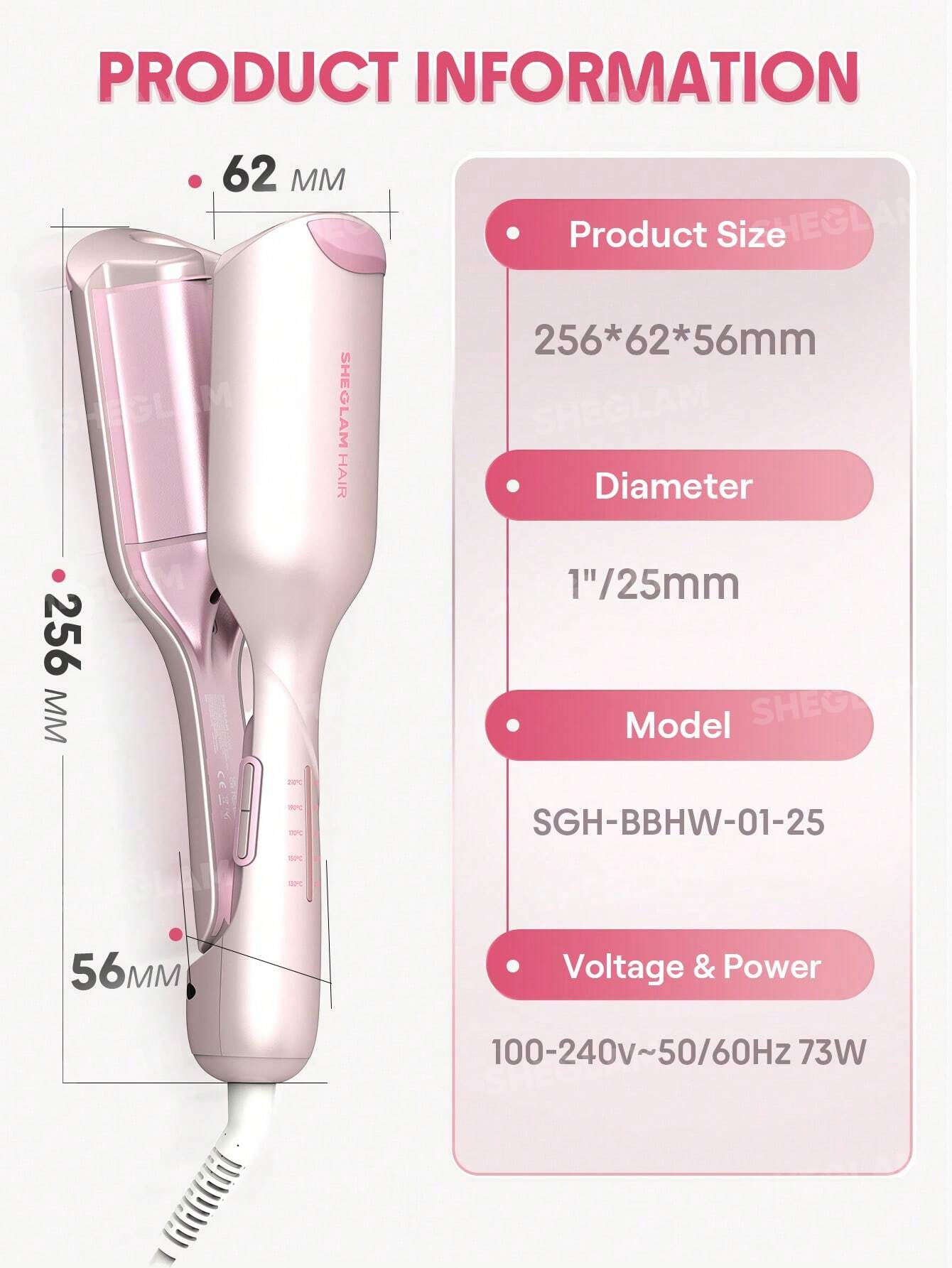 SHEGLAM Cupid's Charm Beach Babe Hair Waver - 25mm (UK Plug) | Deep Wave Crimper