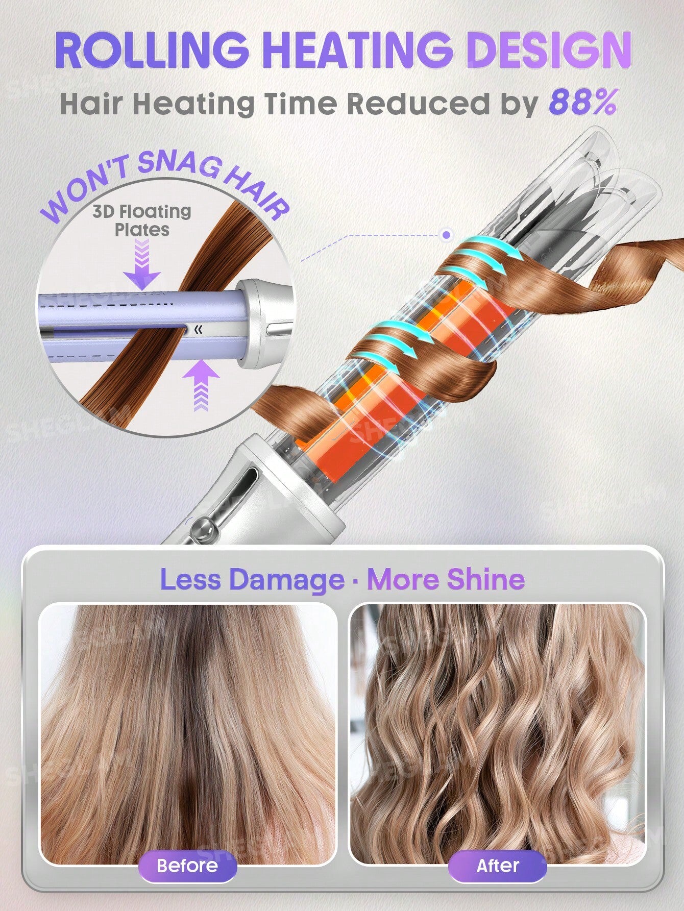 SHEGLAM Airflow Styler Pro temperature control settings from 180°C to 220°C