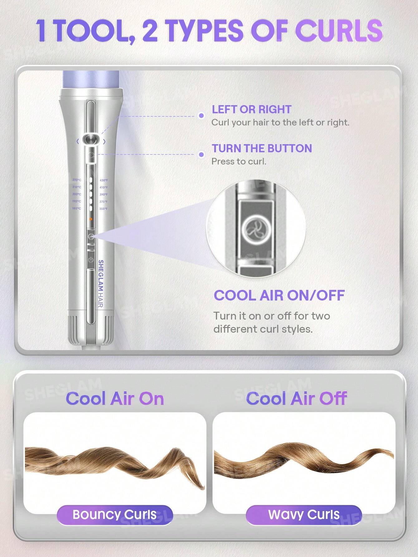 SHEGLAM Hair One-Touch Airflow Styler Pro 32mm auto-rotating hair curler – main product view
