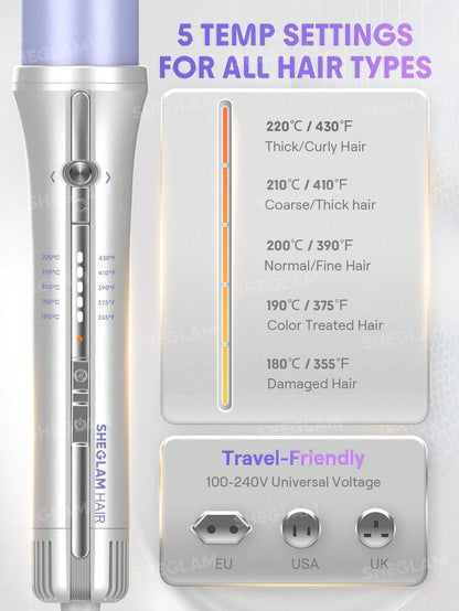 SHEGLAM 32mm hair curler with 360-degree cool airflow vents highlighted