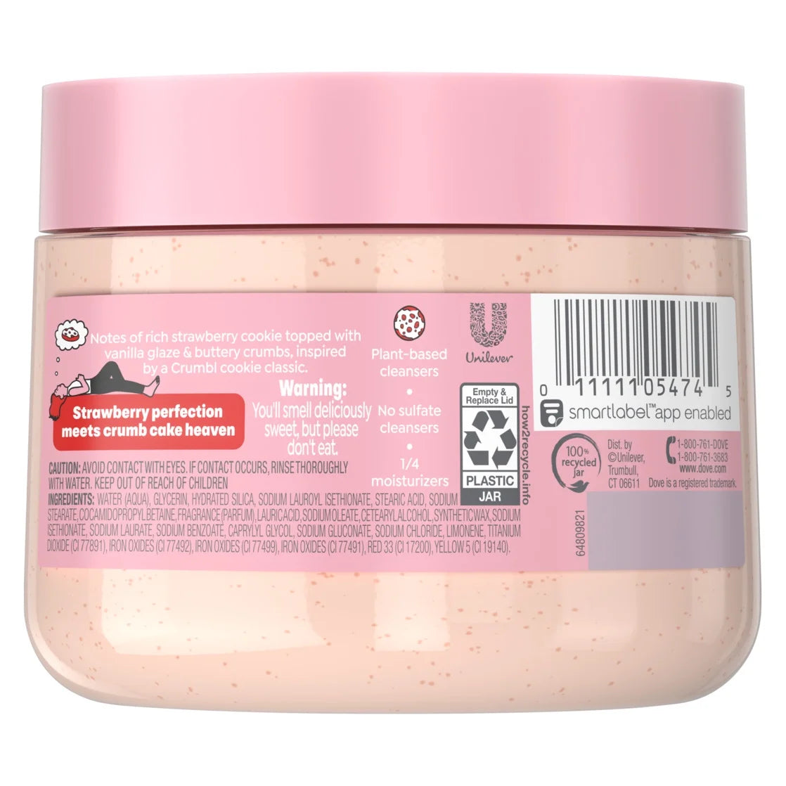 Dove x Crumbl Cookies Limited Edition Body Scrub – Strawberry Crumb Cake Exfoliating Body Polish (15 oz / 425g)