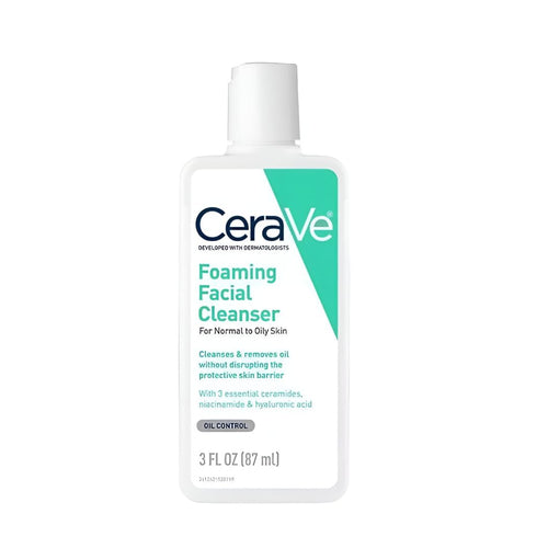 CeraVe Foaming Facial Cleanser – 87ml | Oil Control Face Wash for Normal to Oily Skin