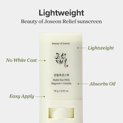 Beauty of Joseon Matte Sun Stick - Lightweight No White Cast Features