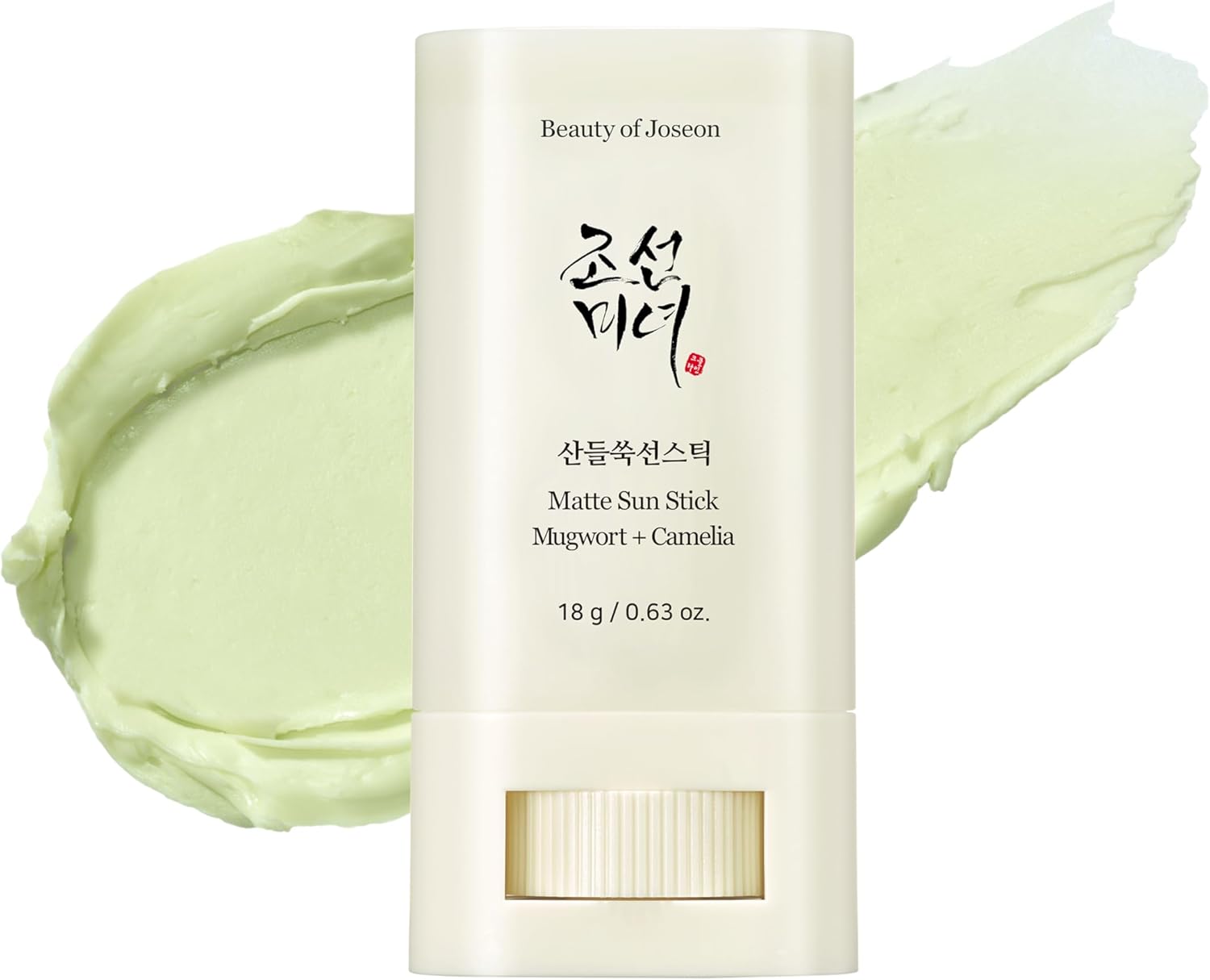 Beauty of Joseon Matte Sun Stick Mugwort + Camelia 18g - White Background with Swatch