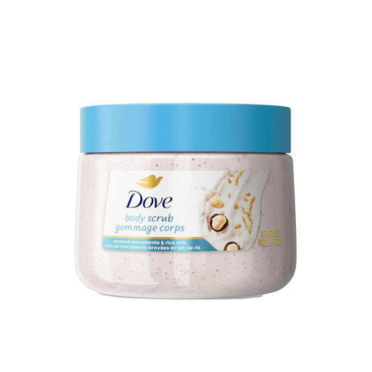 Dove Exfoliating Body Scrub – Crushed Macadamia & Rice Milk – Moderate Exfoliation – 15 oz (425g)