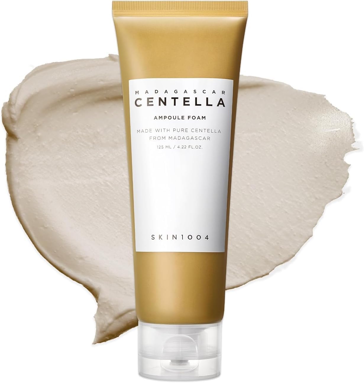 SKIN1004 Madagascar Centella Ampoule Foam 125ml - White Background with Texture Swatch
