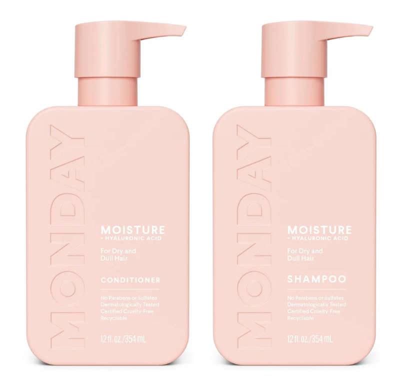 MONDAY Haircare Moisture Shampoo & Conditioner Duo Set (12 fl. oz / 354 ml Each) – With Hyaluronic Acid for Dry and Dull Hair
