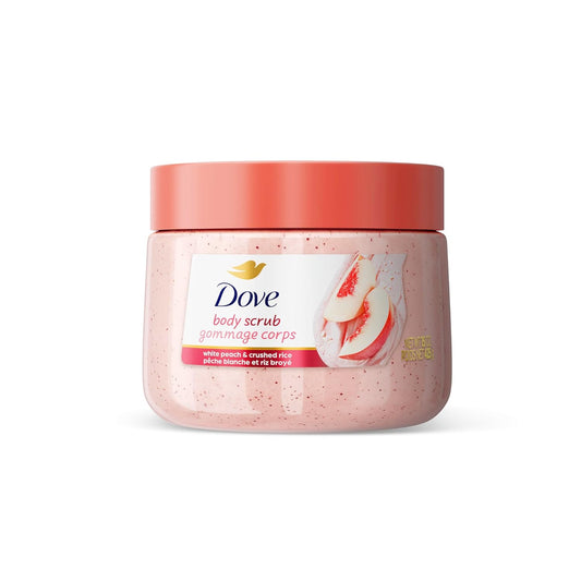 Dove Exfoliating Body Scrub – White Peach & Crushed Rice – Moderate Exfoliation – 15 oz (425g)