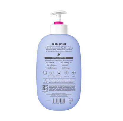 Shea butter lotion bottle with pump on a white background