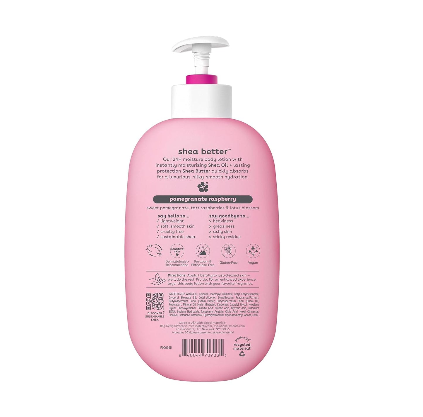 Eos Shea Better 24H Moisture Body Lotion – Pomegranate Raspberry – For Dry & Sensitive Skin – 16 fl oz (473ml)
