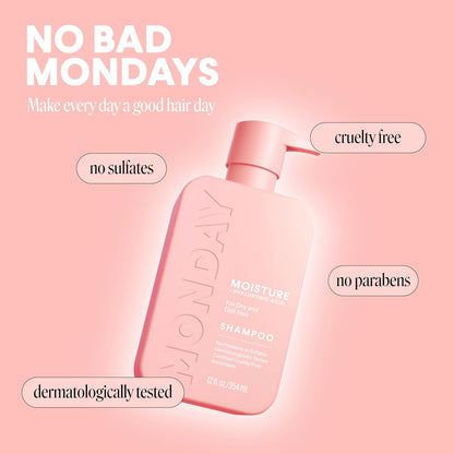 MONDAY Haircare Moisture Shampoo – with Hyaluronic Acid – For Dry & Dull Hair – 12 fl oz (354ml)