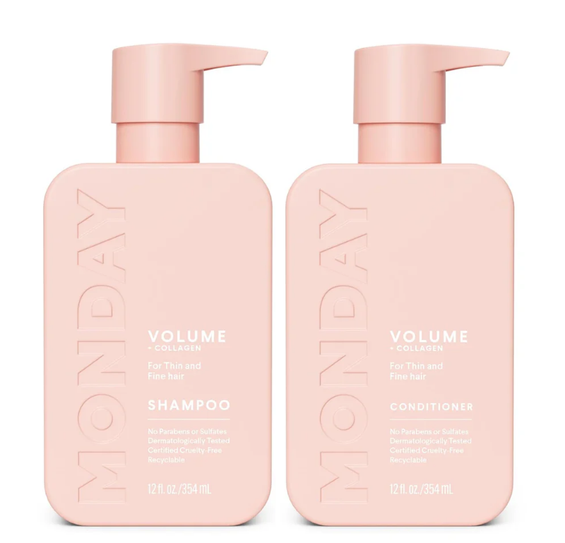 MONDAY Haircare Volume Shampoo & Conditioner Set (12 fl. oz / 354 ml Each) – With Collagen for Thin and Fine Hair