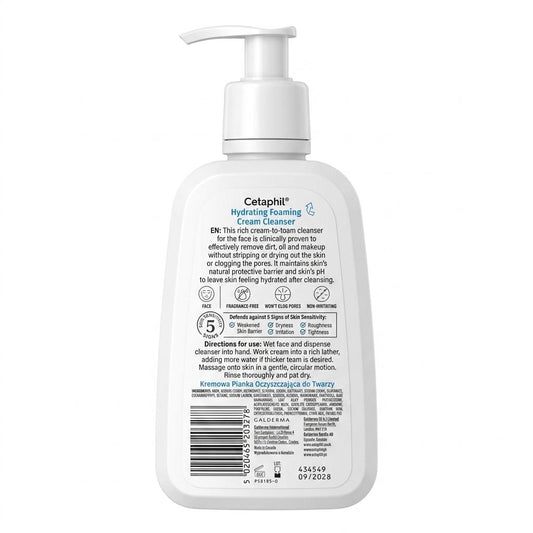 Cetaphil Hydrating Foaming Cream Cleanser 238ml – 100% Original Imported