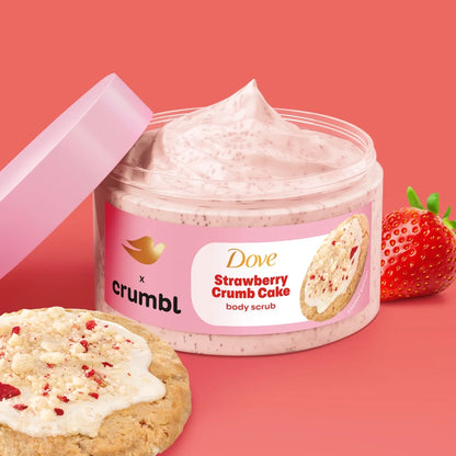 Dove x Crumbl Cookies Limited Edition Body Scrub – Strawberry Crumb Cake Exfoliating Body Polish (15 oz / 425g)