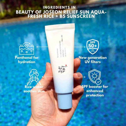 Beauty of Joseon Relief Sun Aqua-Fresh - Key Ingredients SPF50+ Panthenol Rice Water