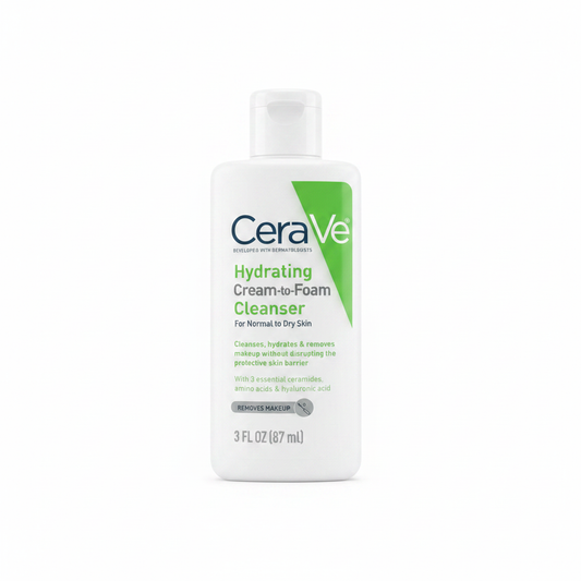 CeraVe Hydrating Cream-to-Foam Cleanser 87ml on pure white background – main product image